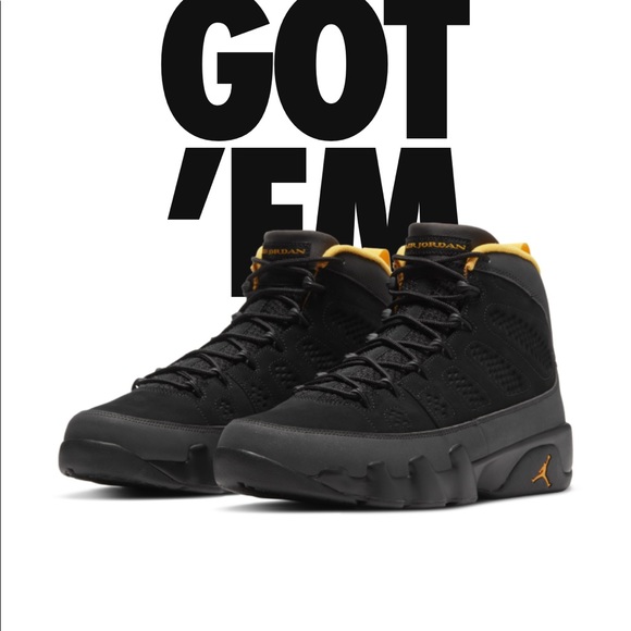 jordan retro 9 black university gold